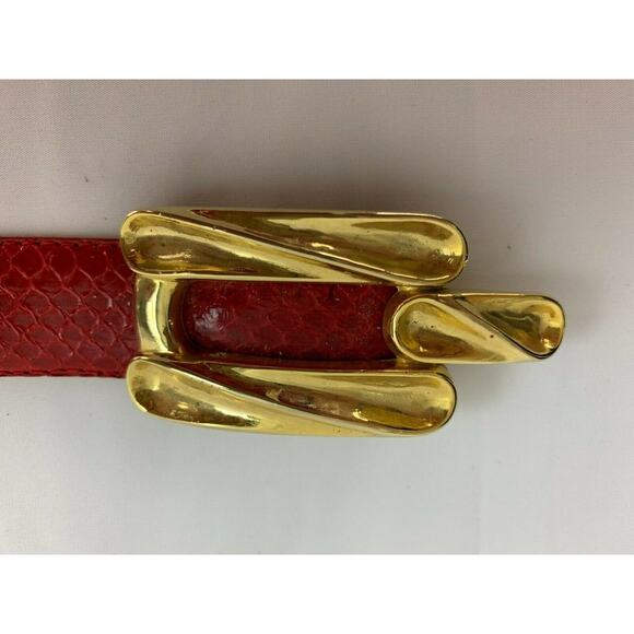 The Ritz Women's Genuine Snakeskin Belt Red sz M 29 in - Picture 3 of 6